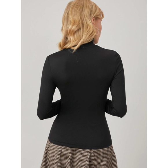 🌟HIGH NECK FORM FITTED TEE turtleneck black - Picture 2 of 8